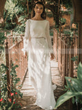 Boho Chiffon Wedding Dress,Bishop Sleeves Bridal Gown,WD01054