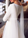 Modest Wedding Dress With Streamers,Simple Wedding Dress With Sleeve,WD01037