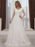 Modest Wedding Dress,A-line Bridal Dress With Sleeve,WD01058