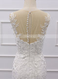 Lace-appliqued Wedding Dress,Mermaid Bridal Gown With Detachable Overskirt,WD01069