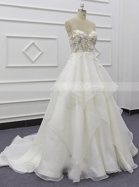 Sweetheart Neckline Wedding Dress,Flounce Skirt Bridal Gown,WD01072