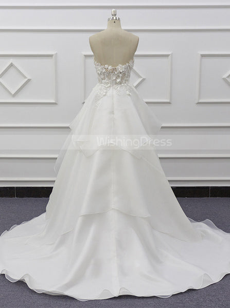 Sweetheart Neckline Wedding Dress,Flounce Skirt Bridal Gown,WD01072