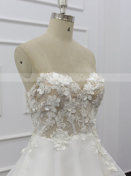 Sweetheart Neckline Wedding Dress,Flounce Skirt Bridal Gown,WD01072