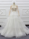 Princess Wedding Dress With Sleeve,Multi-layers Tulle Wedding Gown,WD01073