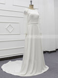 A-line Wedding Dress With Beaded Sleeve,Modest Bridal Dress,WD01074