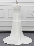 A-line Wedding Dress With Beaded Sleeve,Modest Bridal Dress,WD01074