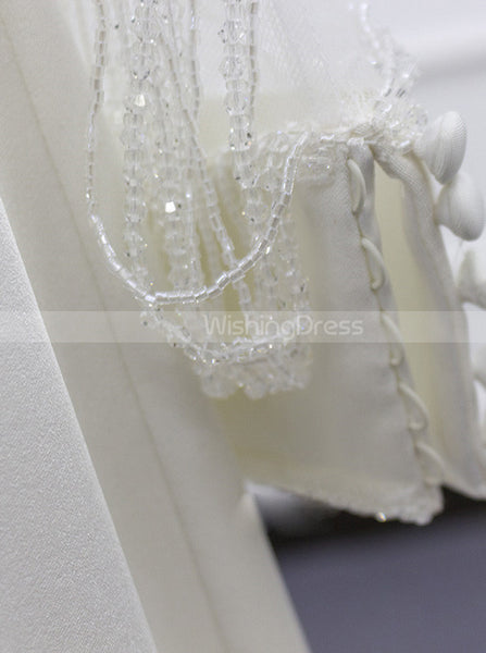 A-line Wedding Dress With Beaded Sleeve,Modest Bridal Dress,WD01074