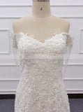 Mermaid Off The Shoulder Bridal Gown,Lace-appliqued Wedding Gown,WD01077