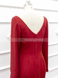 Red Wedding Dress With Sleeve,Modest Wedding Dress,WD01078