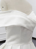 A-line Off The Shoulder Wedding Gown,Satin Bridal Gown,WD01081