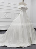 A-line Off The Shoulder Wedding Gown,Satin Bridal Gown,WD01081