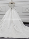 A-line Off The Shoulder Wedding Gown,Satin Bridal Gown,WD01081