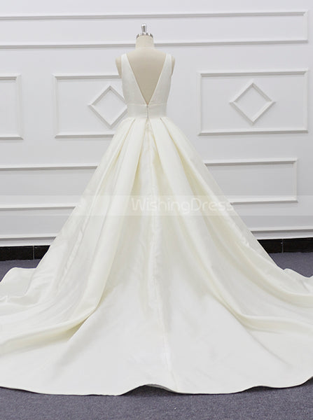 A-line Satin Wedding Dress,Classic Bridal Dress,WD01082
