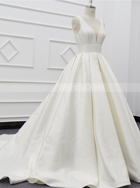 A-line Satin Wedding Dress,Classic Bridal Dress,WD01082