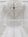 Modest Satin Wedding Gown With Sleeve,Classic Bridal Gown,WD01083