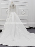 Modest Satin Wedding Gown With Sleeve,Classic Bridal Gown,WD01083
