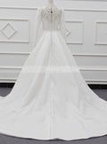 Modest Satin Wedding Gown With Sleeve,Classic Bridal Gown,WD01083