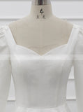 Modest Satin Wedding Gown With Sleeve,Classic Bridal Gown,WD01083