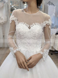 A-line Wedding Gown With Long Sleeve,Floor Length Bridal Gown,WD01086