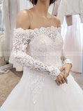 A-line Off The Shoulder Wedding Gown,Long Sleeve Princess Wedding Dress,WD01087