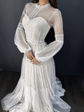 Boho Destination Wedding Dress,Long Sleeve Bridal Dress,WD01092