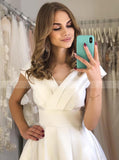 A-line V-neck Wedding Dress,Modern Wedding Dress With Slit,WD01101