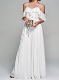 Spaghetti Straps Wedding Dress,Beach Chiffon Wedding Dress,WD01102