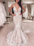 Fit And Flare Open Back Wedding Gown,Lace-Appliqued Bridal Dress,WD01104