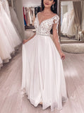 Beach Chiffon Wedding Dress,Long Sleeve Bridal Dress,WD01106