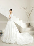 Modest A-line Bridal Gown,A-line Wedding Dress With Sleeve,WD01107