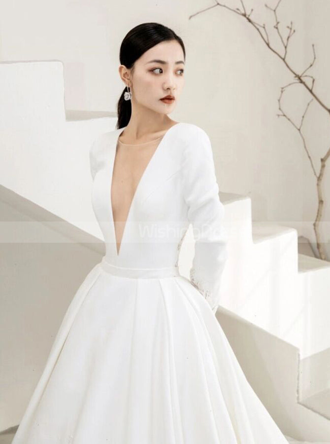 modified a line wedding dress with sleeves The Modified A-Line Wedding Dress: A Subtle Twist on a Classic Bridal Shape