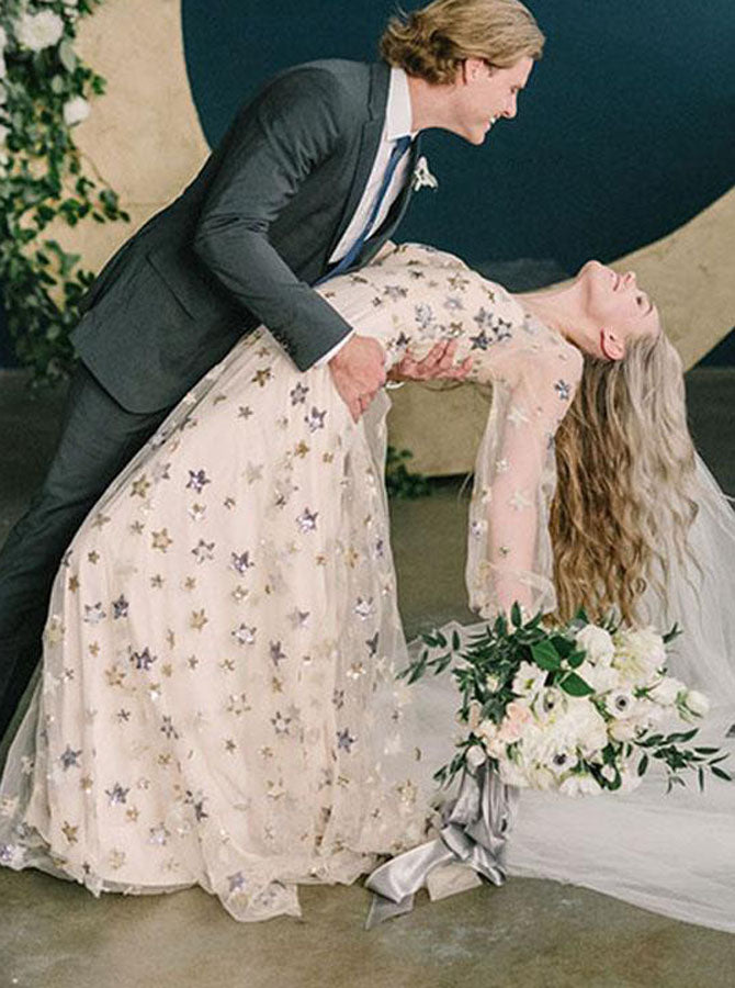 boho star wedding dress Boho wedding dress with stars | Celestial wedding dress