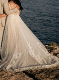 Beach Wedding Dress,Plunging Neckline Bridal Dress,WD012400
