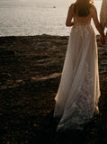 Beach Wedding Dress,Plunging Neckline Bridal Dress,WD012400