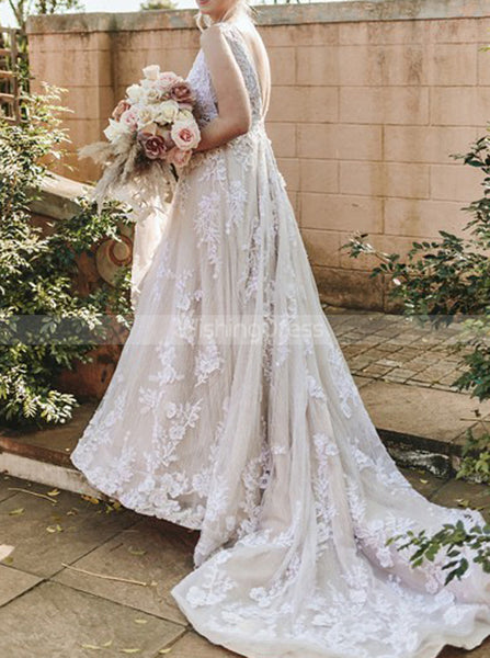 A-line Lace Wedding Gown,Luxurious Wedding Dress,WD00877