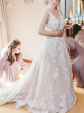 A-line Lace Wedding Gown,Luxurious Wedding Dress,WD00877