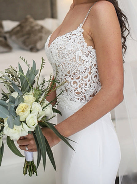 Spaghetti Straps Wedding Dress,Destination Wedding Dress,WD00882