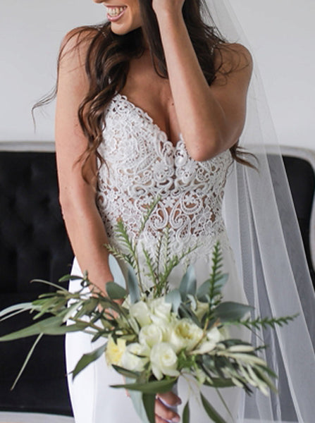 Spaghetti Straps Wedding Dress,Destination Wedding Dress,WD00882