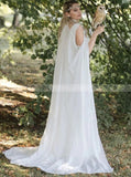 Boho Wedding Dress With Cape,Chiffon Wedding Dress,WD00885