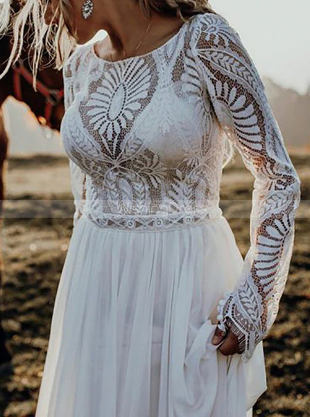 Boho Wedding Dress With Sleeve,Destination Wedding Dress,WD00899