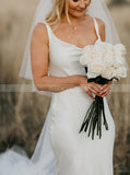 Soft Satin Destination Wedding Dress,Cowl Neckline Bridal Dress,WD00902