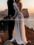 BlingBling Glitter Tulle Wedding Dress,Destination See Through Bridal Dress,WD00905