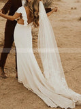 Stretch Crepe Wedding Dress,V-neck Bridal Dress,WD00928