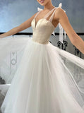 Tie Straps Short Wedding Dress,Tea Length Wedding Reception Dress,WD01121