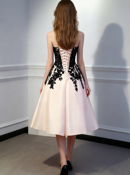 Tea Length Satin Wedding Dresses,Garden Wedding Dress,Wedding Reception Dress,WD00356