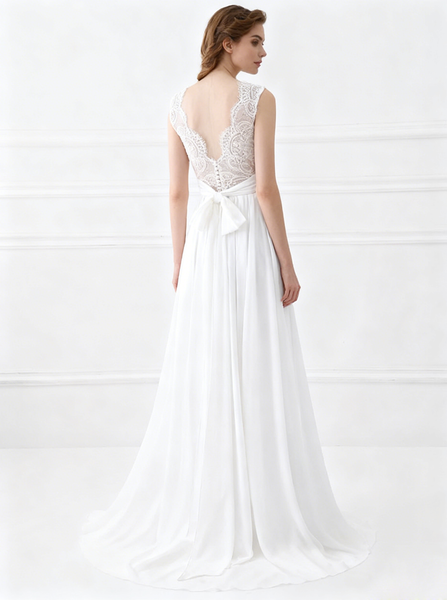 Boho Wedding Dresses,Chiffon Long Wedding Dress,Beach Wedding Dress,WD00292