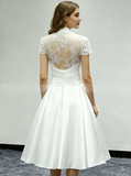 Simple Wedding Reception Dresses,Short Wedding Dress with Sleeves,WD00315