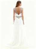 Beach Wedding Dresses,Chiffon Wedding Dress,Summer Wedding Dress,Vneck Bridal Dress,WD00230