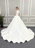 Satin Wedding Dresses,Modest Wedding Dress,White Wedding Dress,Simple Bridal Dress,WD00156