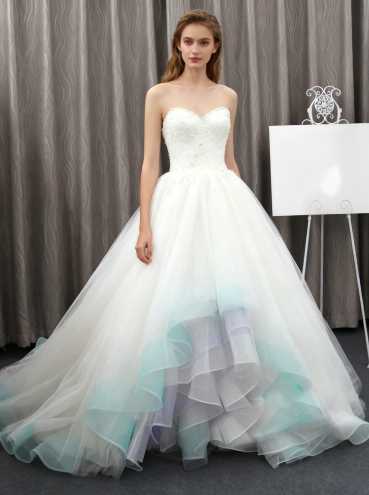 Ball Gown High Low Tulle Skirt Under Wedding Dress High-Low Beach Wedding  Dress $239